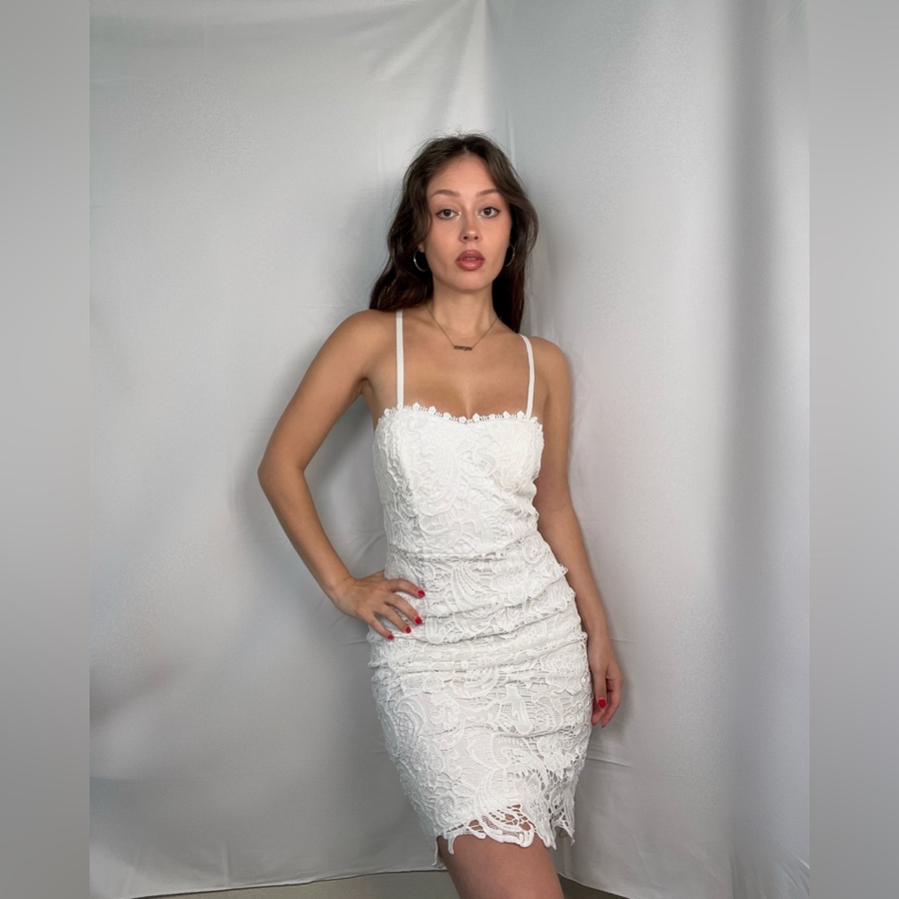 Charlotte Bruce white lace dress